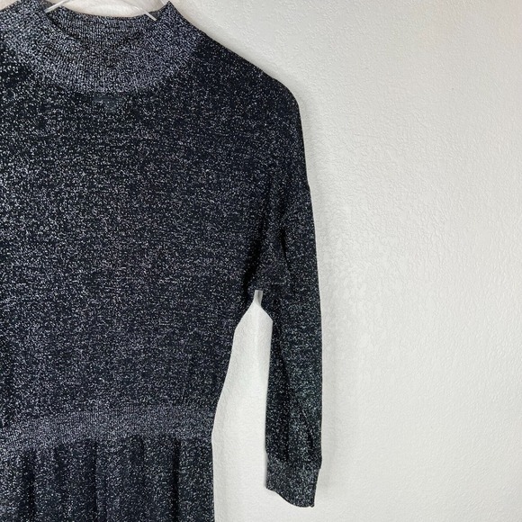 Halston Heritage Women's Metallic Stretch Sweater Midi Dress Sliver/Black Size S - Picture 3 of 10